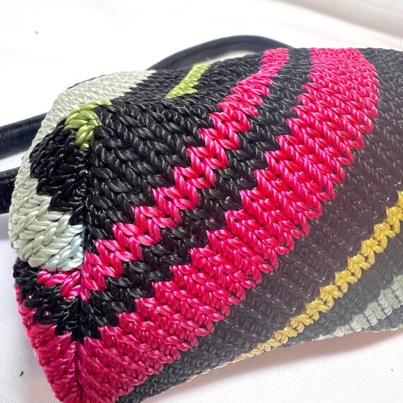 The Sak-Miniture Purse-Black/Fuchsia/Green/Yellow Stripes-Lined Pink-Wrist Purse - Picture 11 of 16